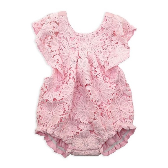 Other - Pink Lace Bubble Onesie with Bow Back - 3M